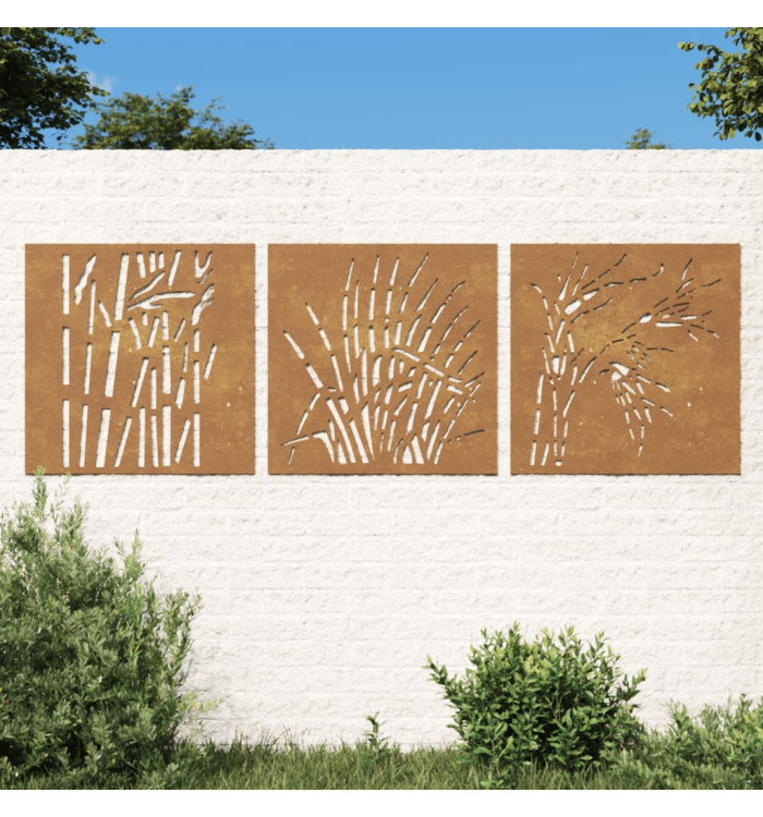 Décorations murales jardin 3 pcs 55x55 cm design d'herbe | Mobilier & Déco