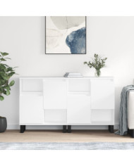 Buffets 2 pcs blanc brillant bois d'ingénierie | Mobilier & Déco