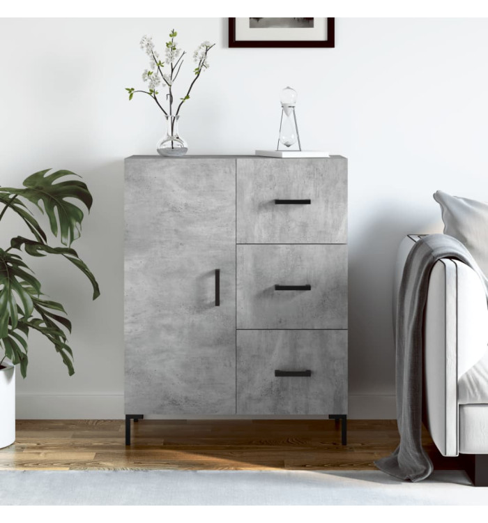 Buffet gris béton 69,5x34x90 cm bois d'ingénierie | Mobilier & Déco