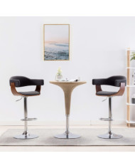 Tabourets de bar lot de 2 gris bois courbé et tissu | Mobilier & Déco