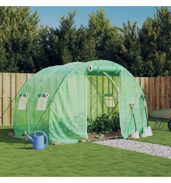 Serre avec cadre en acier vert 6 m² 3x2x2 m | Mobilier & Déco