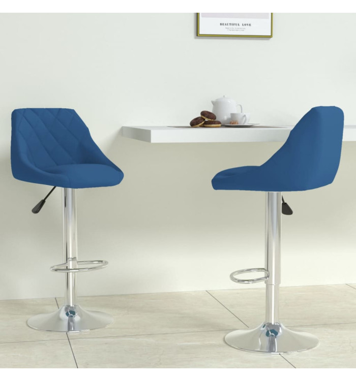 Tabourets de bar lot de 2 bleu velours | Mobilier & Déco