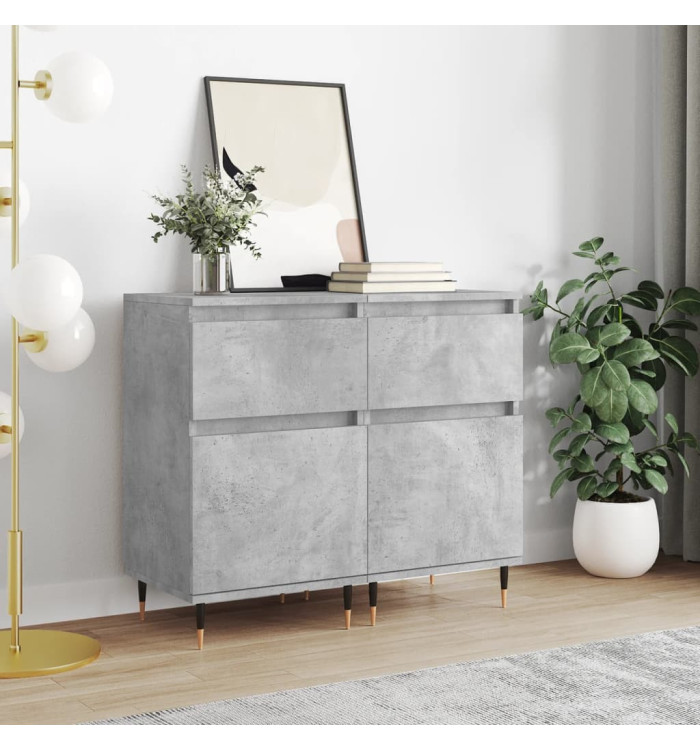 Buffets 2 pcs gris béton 40x35x70 cm bois d'ingénierie | Mobilier & Déco