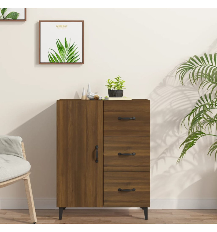 Buffet chêne marron 69,5x34x90 cm bois d'ingénierie | Mobilier & Déco