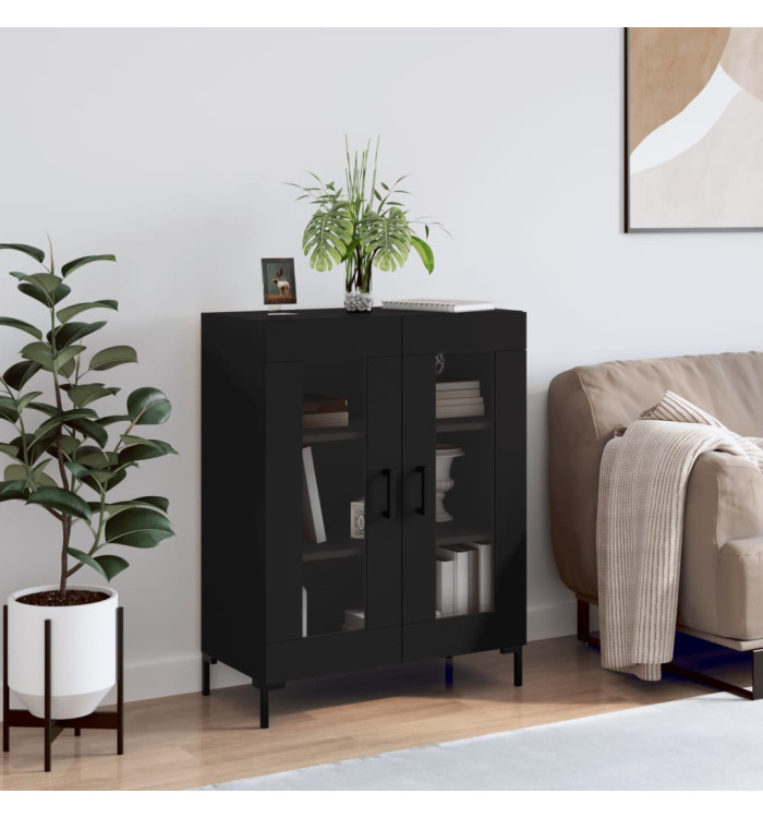 Buffet noir 69,5x34x90 cm bois d'ingénierie | Mobilier & Déco