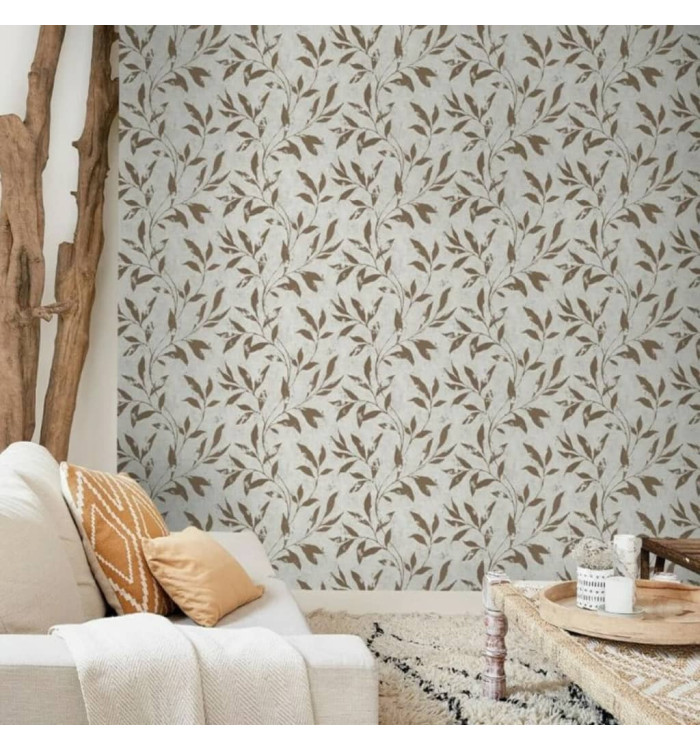 DUTCH WALLCOVERINGS Papier peint Leafs Beige et marron | Mobilier & Déco