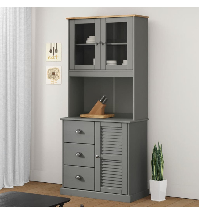 Dessus de commode VIGO gris 78x30x100 cm bois massif de pin | Mobilier & Déco