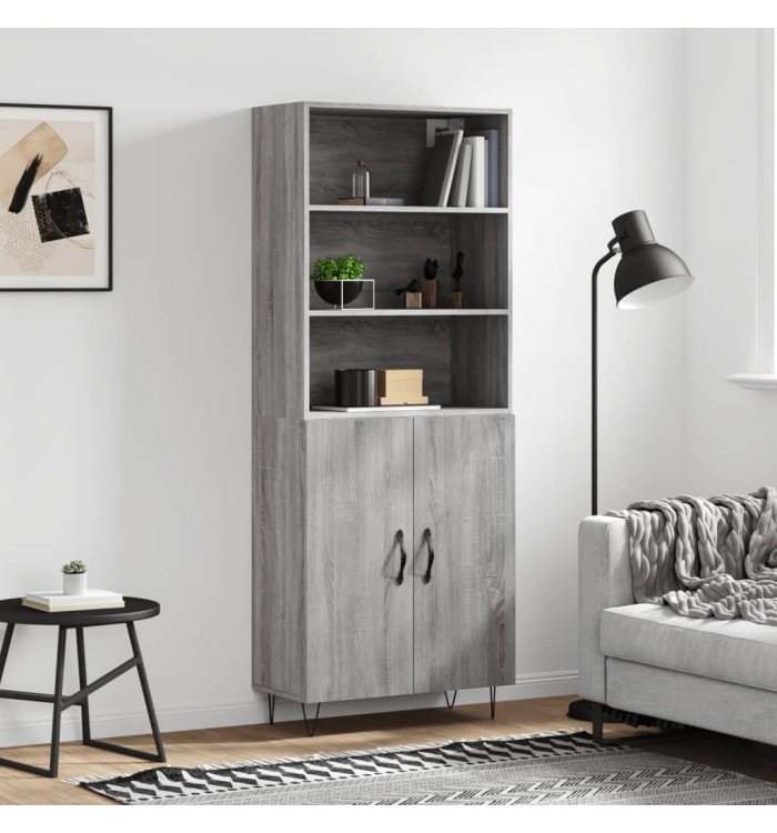 Buffet haut Sonoma gris 69,5x34x180 cm Bois d'ingénierie | Mobilier & Déco
