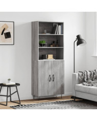 Buffet haut Sonoma gris 69,5x34x180 cm Bois d'ingénierie | Mobilier & Déco