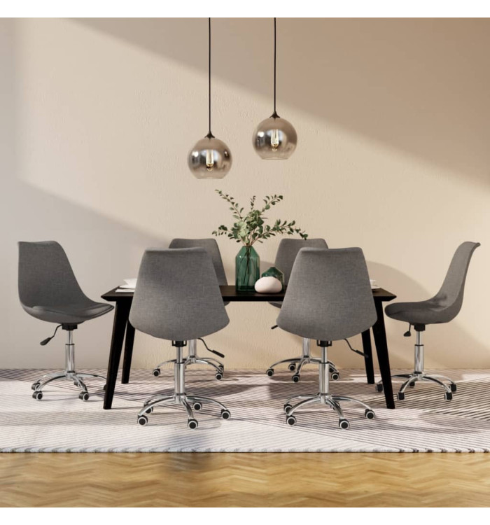 Chaises pivotantes à manger lot de 6 Gris clair Tissu | Mobilier & Déco