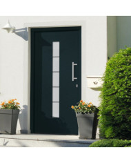 Porte d'entrée Aluminium et PVC Anthracite 100x210 cm | Mobilier & Déco