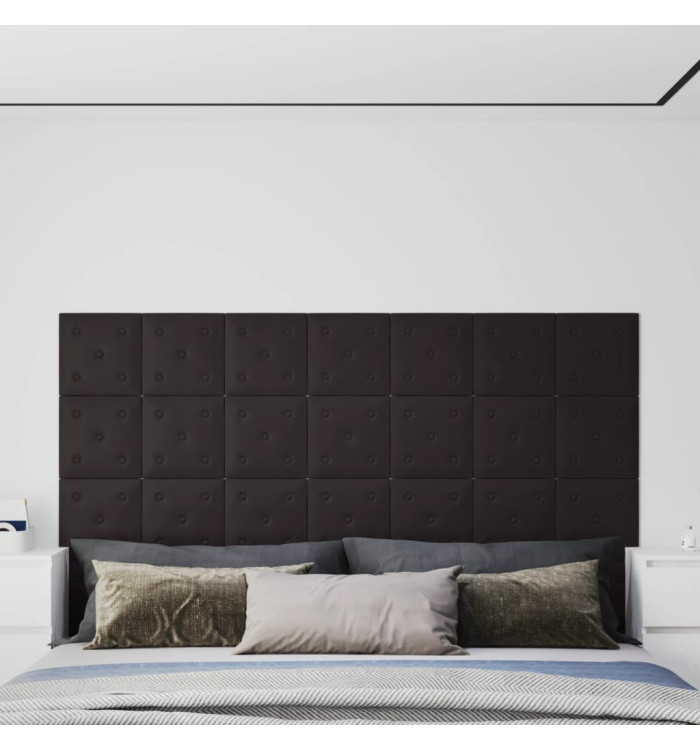 Panneaux muraux 12 pcs Noir 30x30 cm Similicuir 1,08 m² | Mobilier & Déco