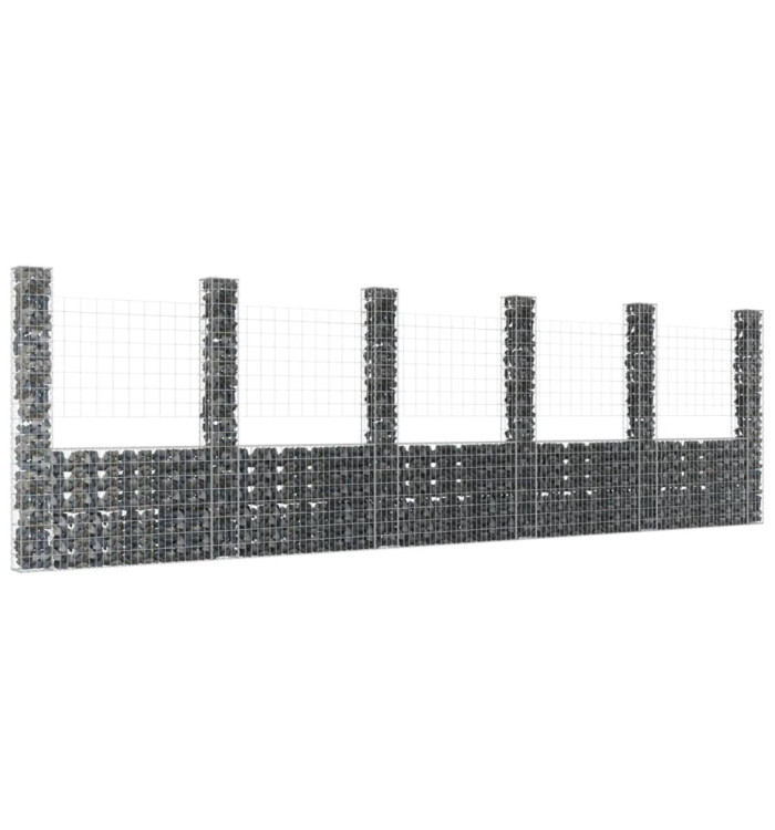 Panier de gabion en forme de U avec 6 poteaux Fer 620x20x200 cm | Mobilier & Déco
