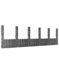 Panier de gabion en forme de U avec 6 poteaux Fer 620x20x200 cm | Mobilier & Déco