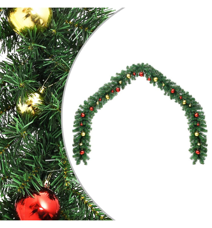 Guirlande de Noël décorée avec boules 10 m | Mobilier & Déco