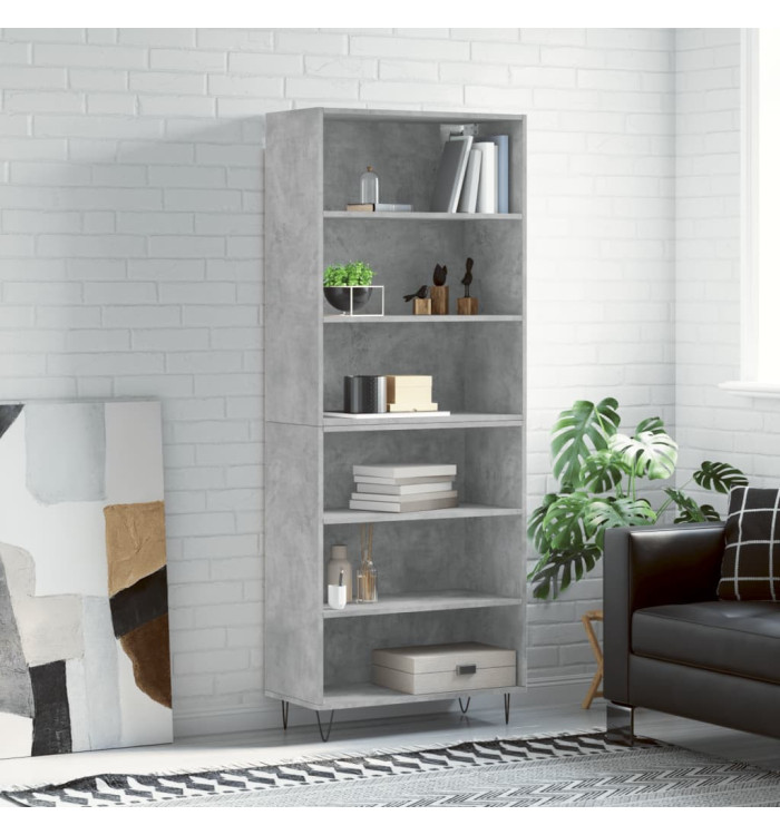 Buffet gris béton 69,5x32,5x180 cm bois d'ingénierie | Mobilier & Déco