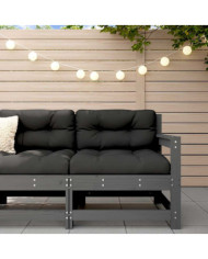 Chaise de jardin avec coussins gris bois de pin massif | Mobilier & Déco