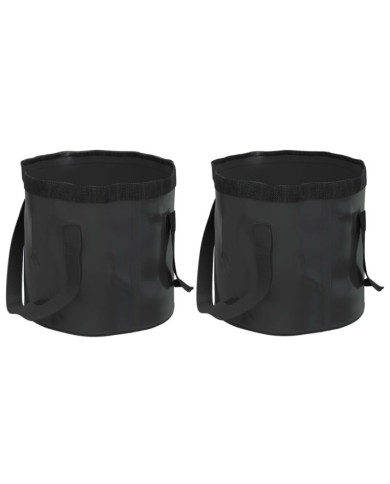Seaux pliables 2 pcs noir 20 L PVC | Mobilier & Déco