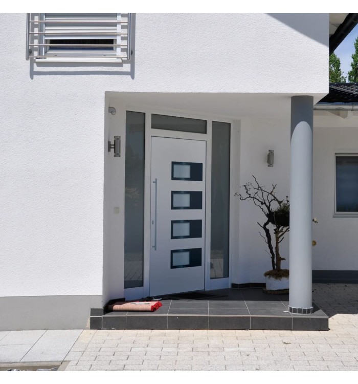 Porte d'entrée Blanc 100x210 cm Aluminium et PVC | Mobilier & Déco