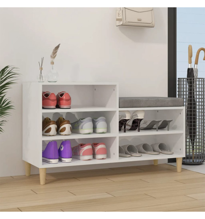Armoire à chaussure Blanc brillant 102x36x60 cm Bois ingénierie | Mobilier & Déco