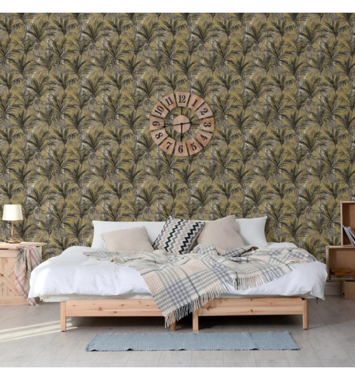 DUTCH WALLCOVERINGS Papier peint Palm Trees Doré et noir | Mobilier & Déco