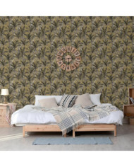 DUTCH WALLCOVERINGS Papier peint Palm Trees Doré et noir | Mobilier & Déco