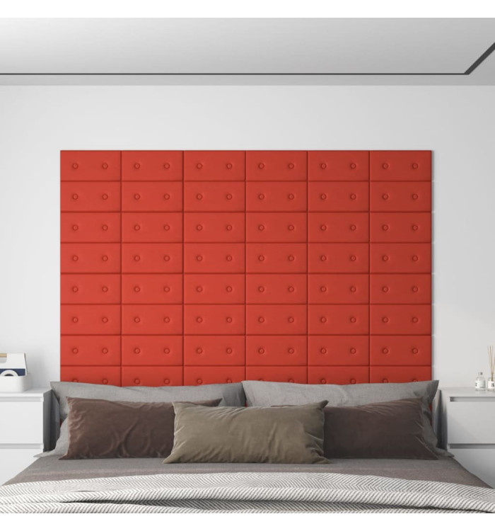 Panneaux muraux 12 pcs Rouge 30x15 cm Similicuir 0,54 m² | Mobilier & Déco