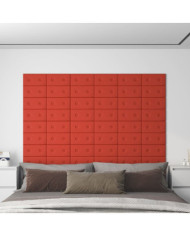 Panneaux muraux 12 pcs Rouge 30x15 cm Similicuir 0,54 m² | Mobilier & Déco