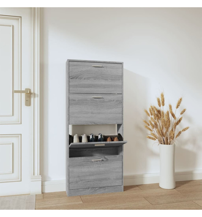 Armoire à chaussures Sonoma gris 59x17x150 cm Bois d'ingénierie | Mobilier & Déco