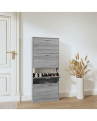 Armoire à chaussures Sonoma gris 59x17x150 cm Bois d'ingénierie | Mobilier & Déco