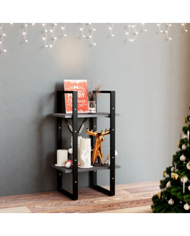 Bibliothèque à 2 niveaux Gris 40x30x70 cm Bois de pin massif | Mobilier & Déco