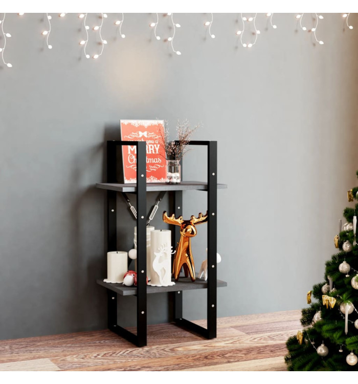 Bibliothèque à 2 niveaux Gris 40x30x70 cm Bois de pin massif | Mobilier & Déco