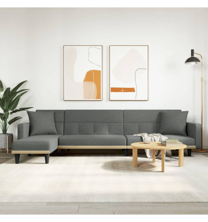 Canapé-lit en forme de L gris foncé 275x140x70 cm tissu | Mobilier & Déco