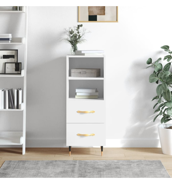 Buffet Blanc brillant 34,5x34x90 cm Bois d'ingénierie | Mobilier & Déco