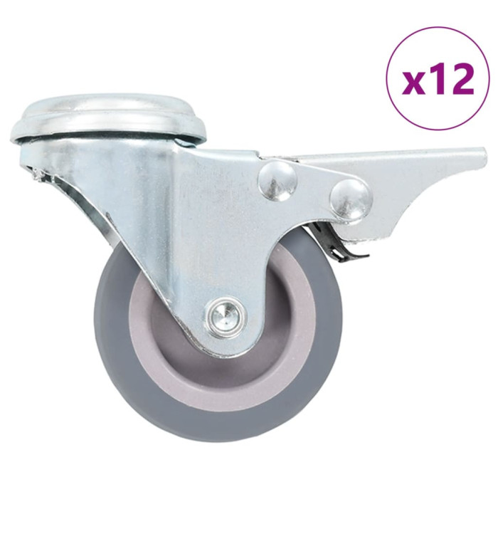 12 pcs Roulettes pivotantes à trou de boulon 50 mm | Mobilier & Déco