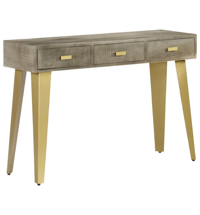 Table console Bois de manguier Gris avec laiton 110x35x76 cm | Mobilier & Déco