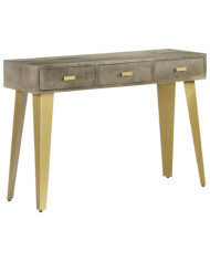 Table console Bois de manguier Gris avec laiton 110x35x76 cm | Mobilier & Déco