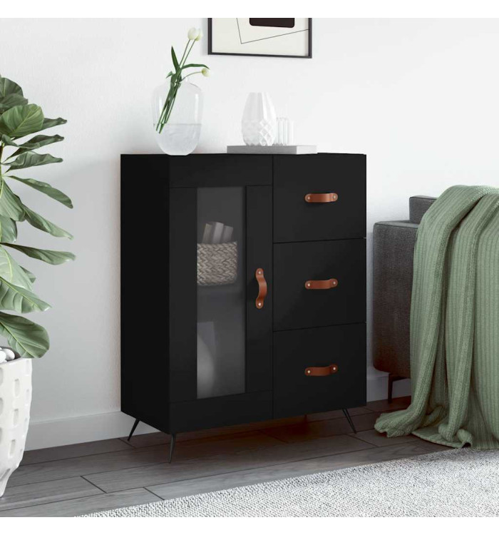 Buffet noir 69,5x34x90 cm bois d'ingénierie | Mobilier & Déco