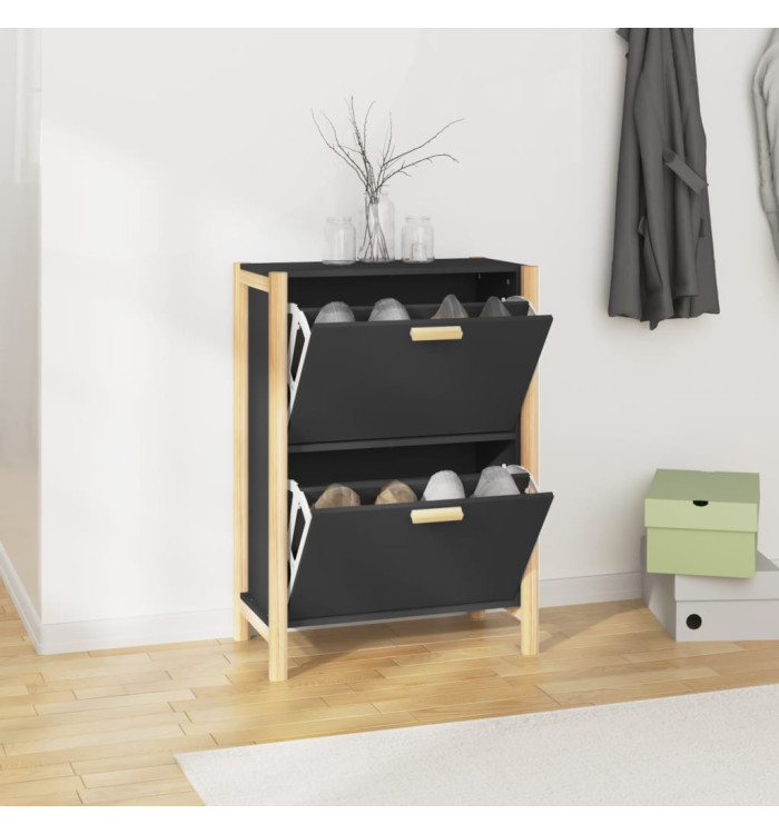 Armoire à chaussures Noir 57,5x33x80 cm Bois d'ingénierie | Mobilier & Déco