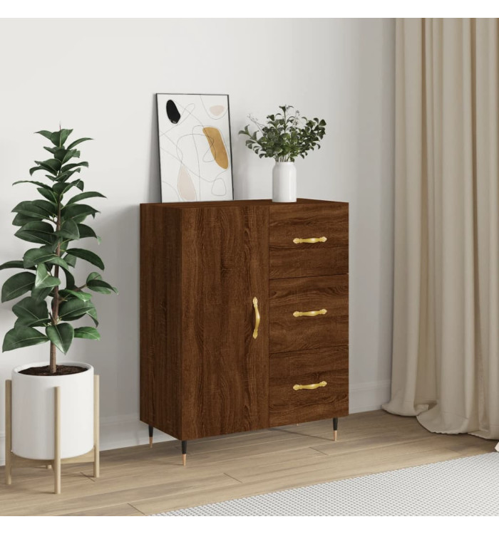 Buffet chêne marron 69,5x34x90 cm bois d'ingénierie | Mobilier & Déco