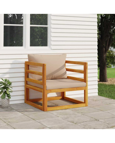 Chaise de jardin avec coussins taupe bois massif d'acacia | Mobilier & Déco