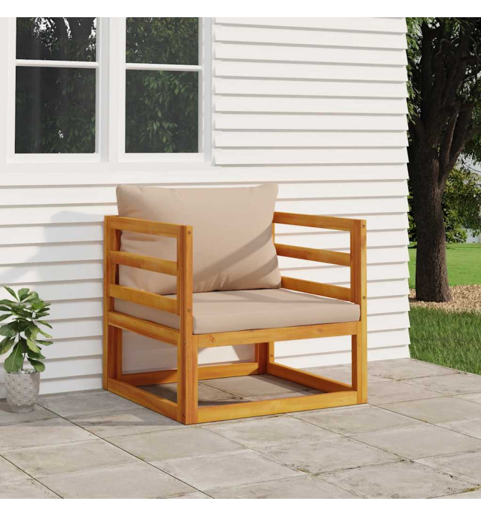 Chaise de jardin avec coussins taupe bois massif d'acacia | Mobilier & Déco
