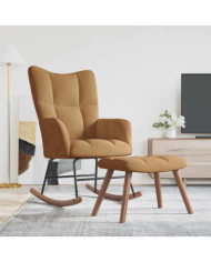 Chaise à bascule avec repose-pied Marron Velours | Mobilier & Déco