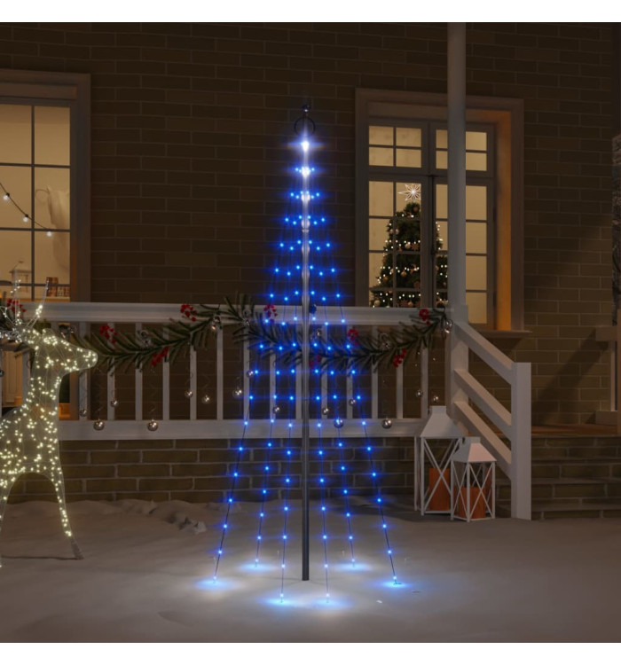 Sapin de Noël sur mât de drapeau 108 LED Bleues 180 cm | Mobilier & Déco