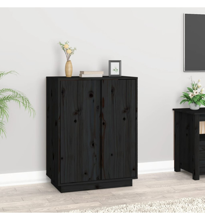 Buffet Noir 60x35x80 cm Bois massif de pin | Mobilier & Déco
