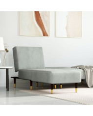 Chaise longue gris clair velours | Mobilier & Déco