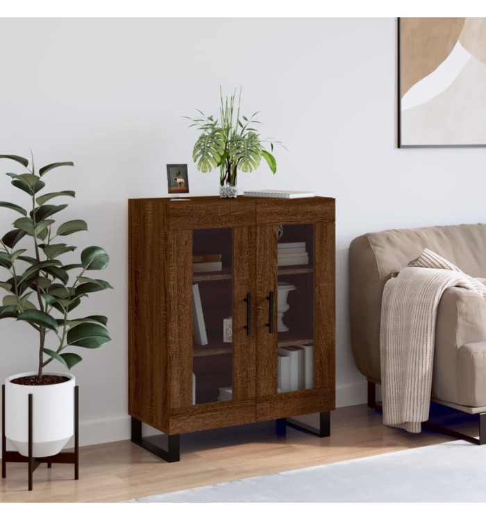Buffet chêne marron 69,5x34x90 cm bois d'ingénierie | Mobilier & Déco