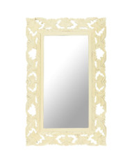 Miroir sculpté à la main Blanc 80x50 cm Bois de manguier massif | Mobilier & Déco