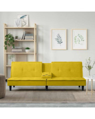 Canapé-lit avec porte-gobelets jaune velours | Mobilier & Déco