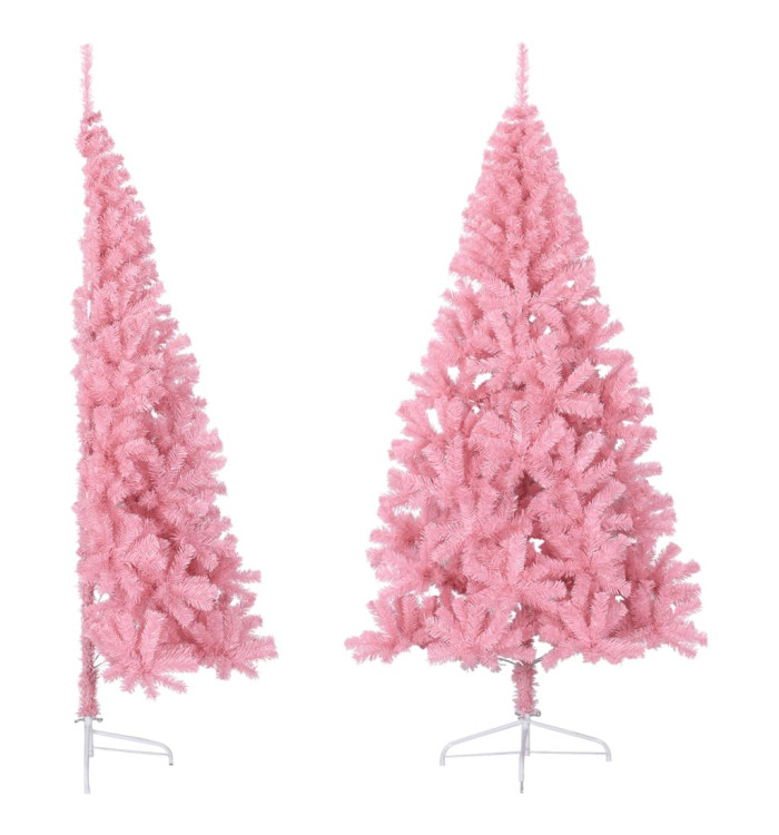 Demi sapin de Noël artificiel avec support Rose 240 cm PVC | Mobilier & Déco